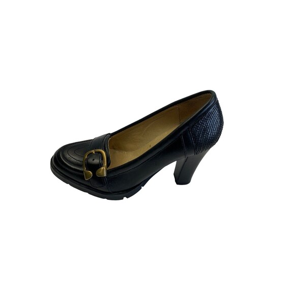 Michael Michael Kors Women's Size 6M Black Pumps Leather Loafer Buckle Heels - Picture 7 of 11